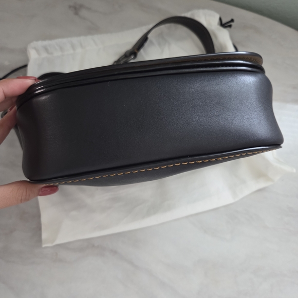 Coach Glovetanned Leather Black Saddle Bag Crossbody - Picture 5 of 13